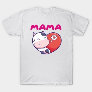 cute cow love heart Mama T-Shirt